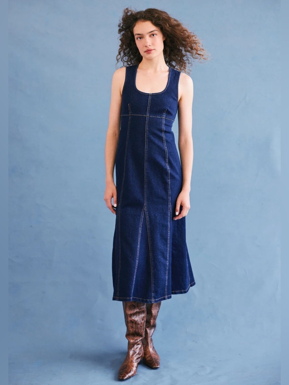 Rails Minna Denim Fit and Flare Midi Dress in Rinse Indigo- Still Full Price
